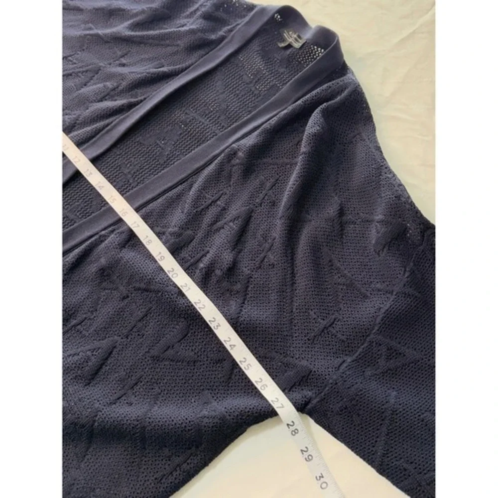A/X Armani Exchange Navy Blue Logo Knit Open Front Cardigan Oversized Colorblock